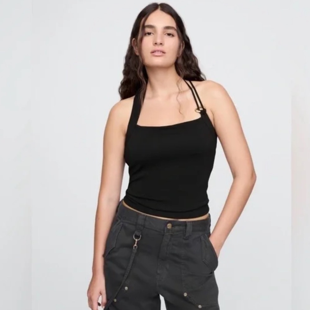 Cult Gaia Black Halter Neck Top